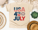 USA 4th Of July Navy graphic tee in Ivory