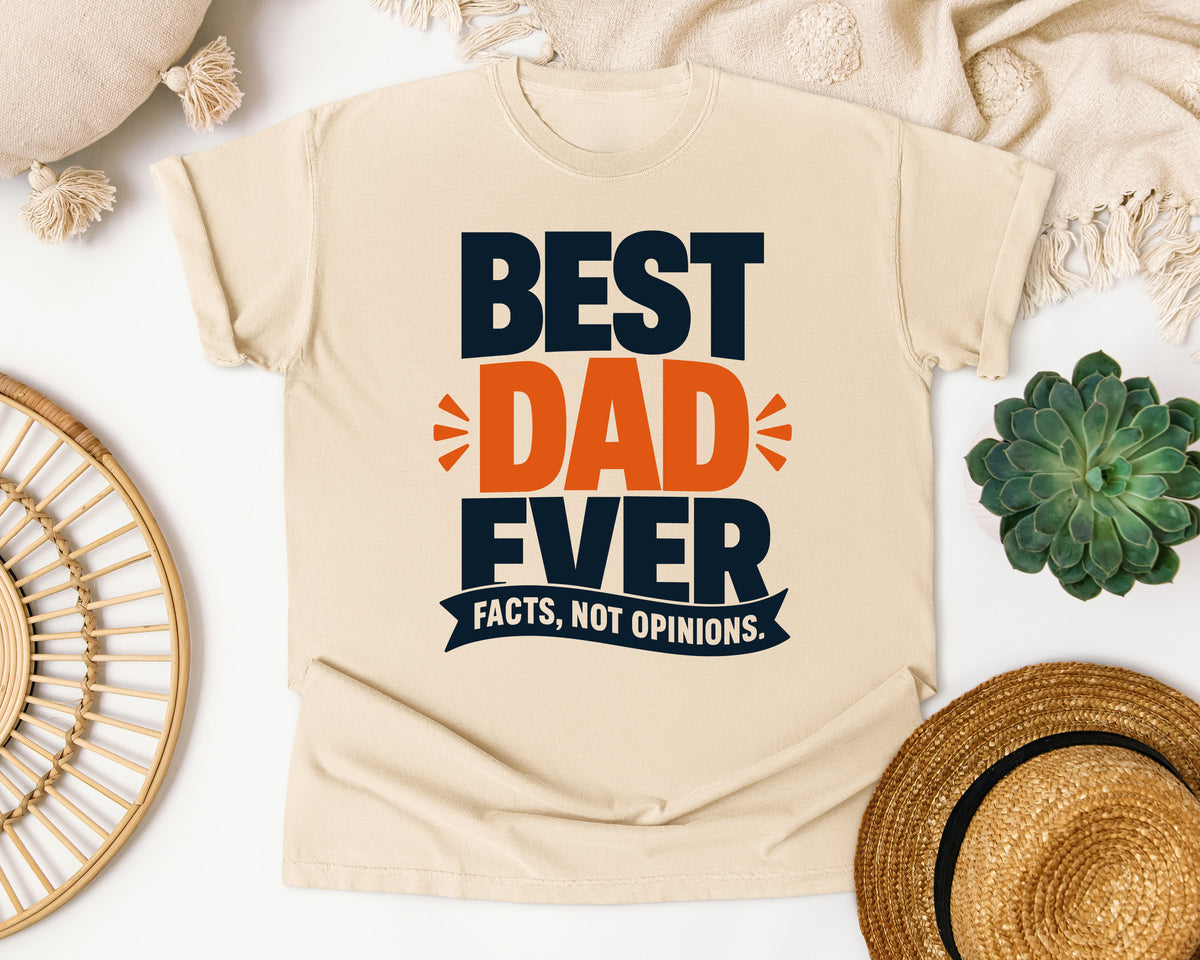 Best Dad Ever Facts Not Opinions Blue graphic tee in Ivory