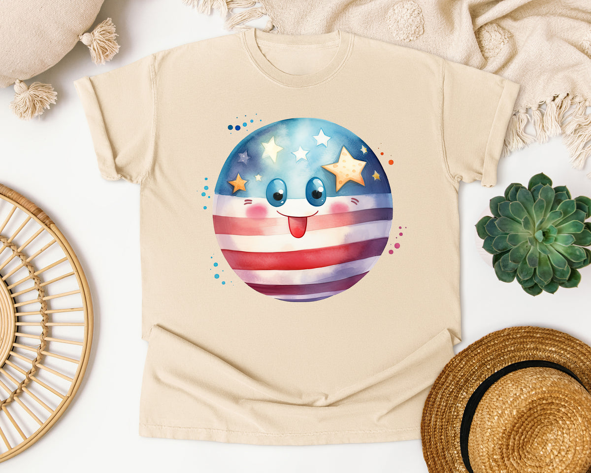 Patriotic Smiley Ball graphic tee in Ivory