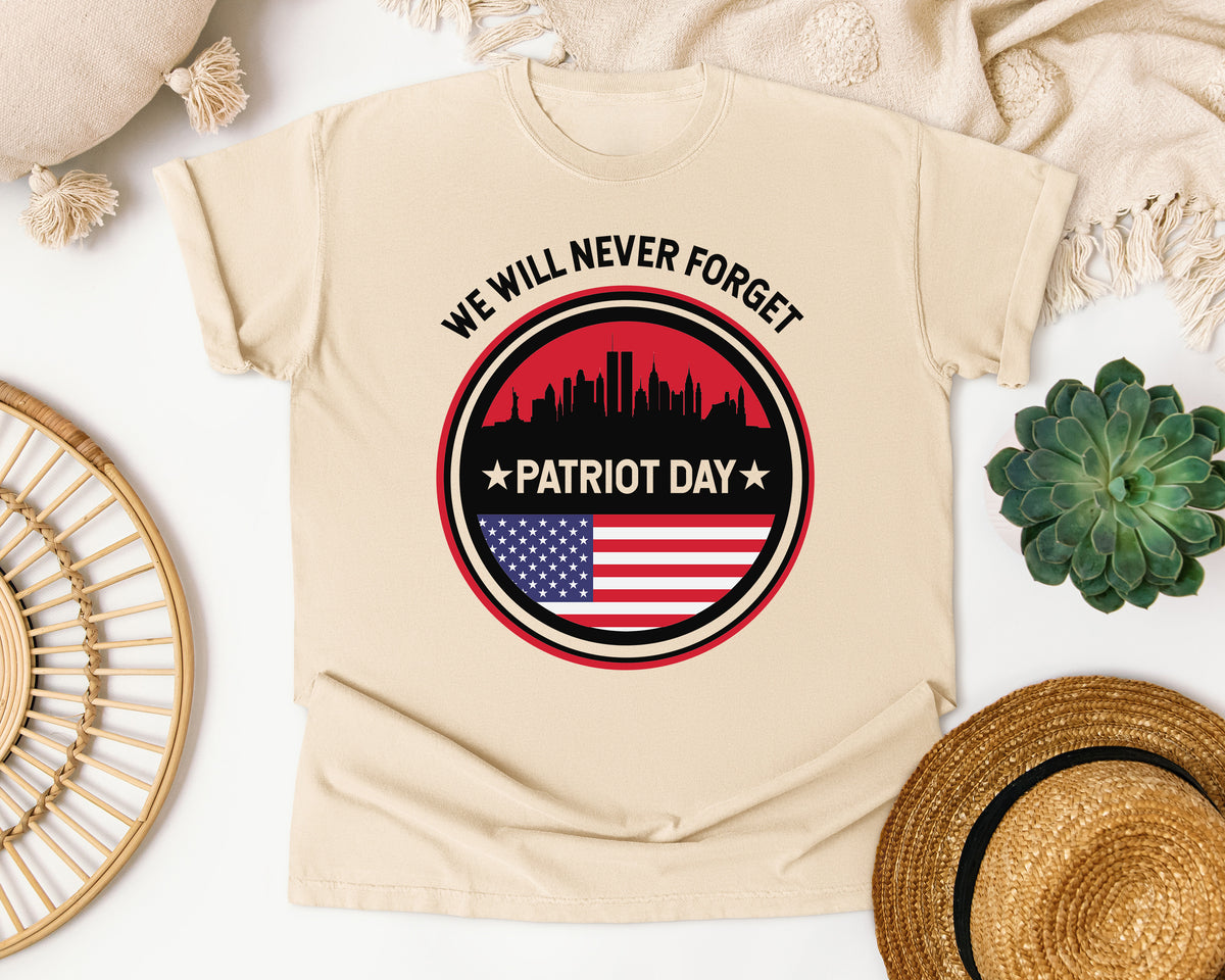 We Will Never Forget Patriot Day White 2 graphic tee in Ivory
