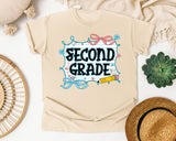 Second Grade Notebook Bow graphic tee in Ivory