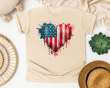 American Flag Heart Red graphic tee in Ivory