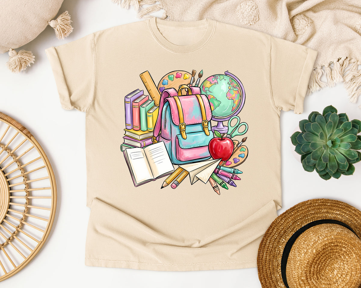 Backpack And Books graphic tee in Ivory