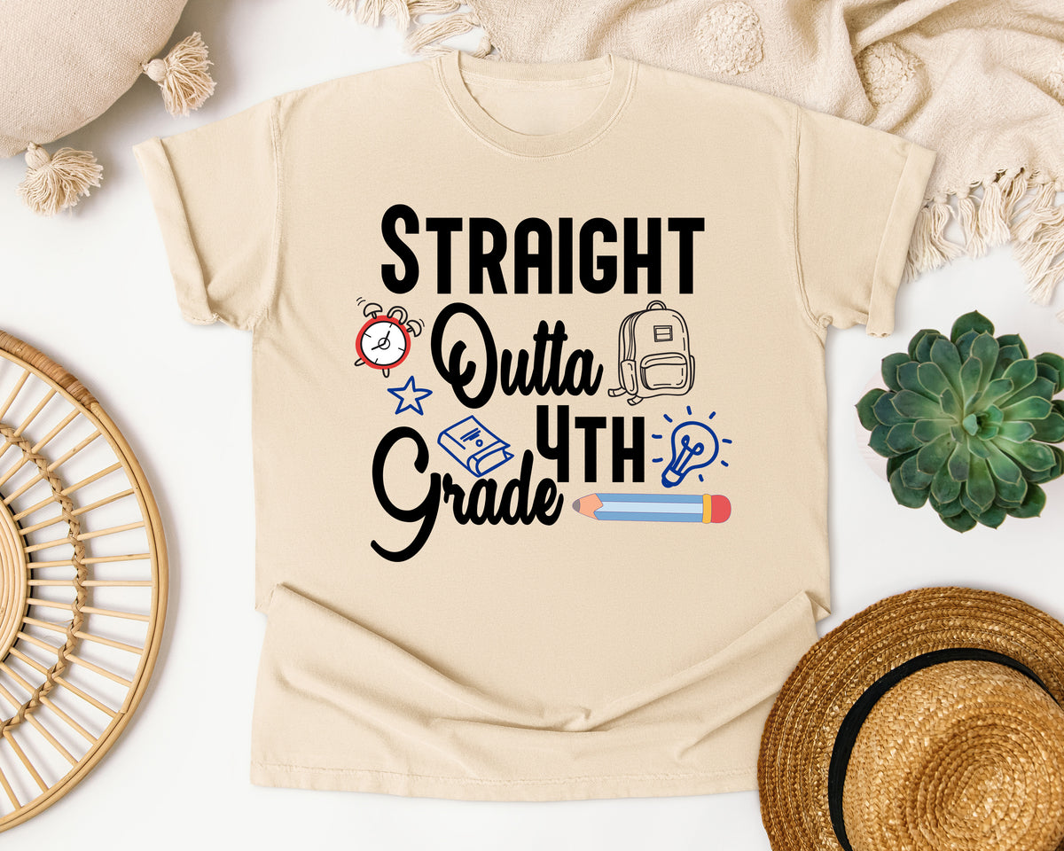 Straight Outta 4th Grade Alarm Clock graphic tee in Ivory