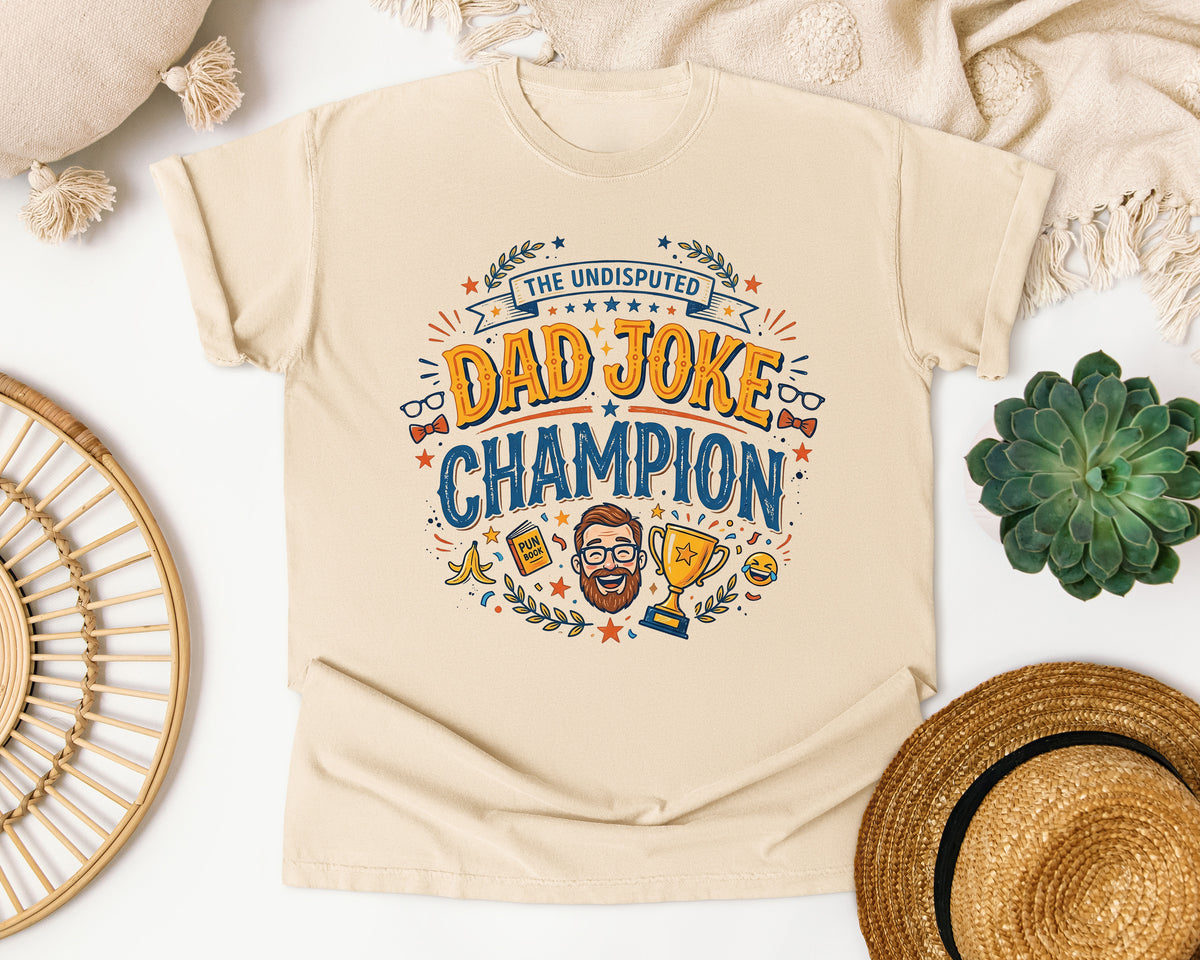 The Undisputed Dad Joke Champion graphic tee in Ivory
