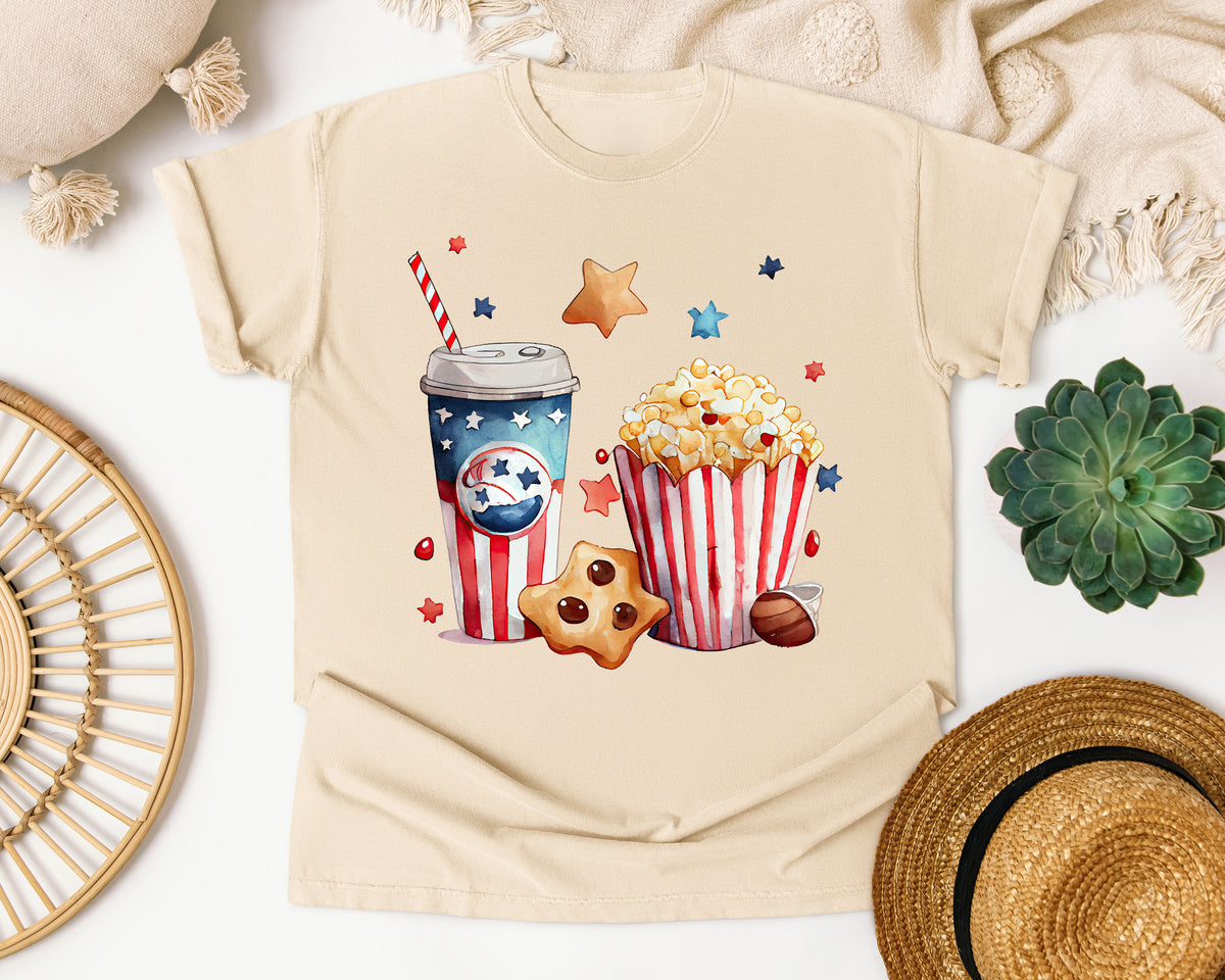 Patriotic Movie Snacks graphic tee in Ivory