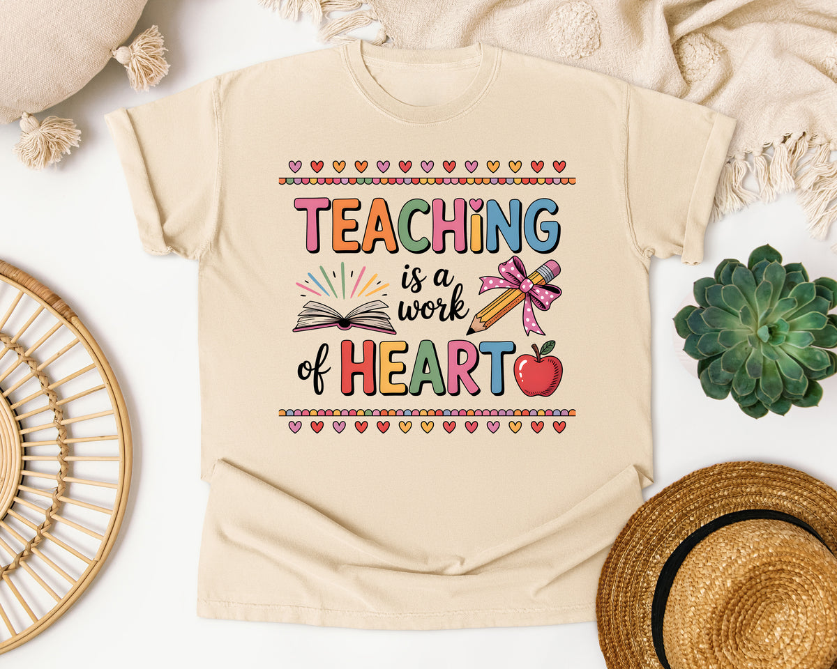 Teaching Is A Work Of Heart Grey 2 graphic tee in Ivory