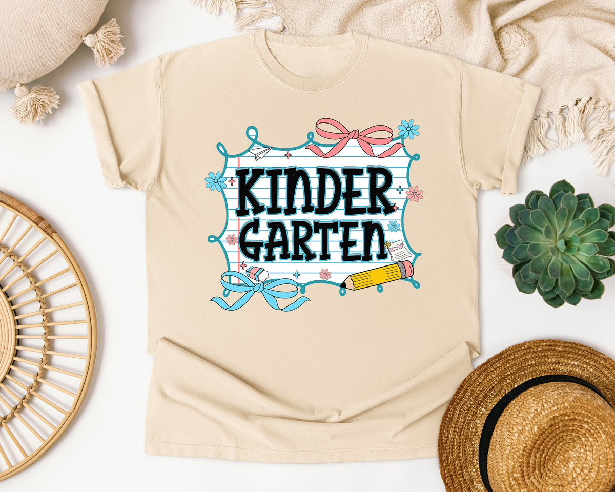 Kindergarten Notebook Bow graphic tee in Ivory