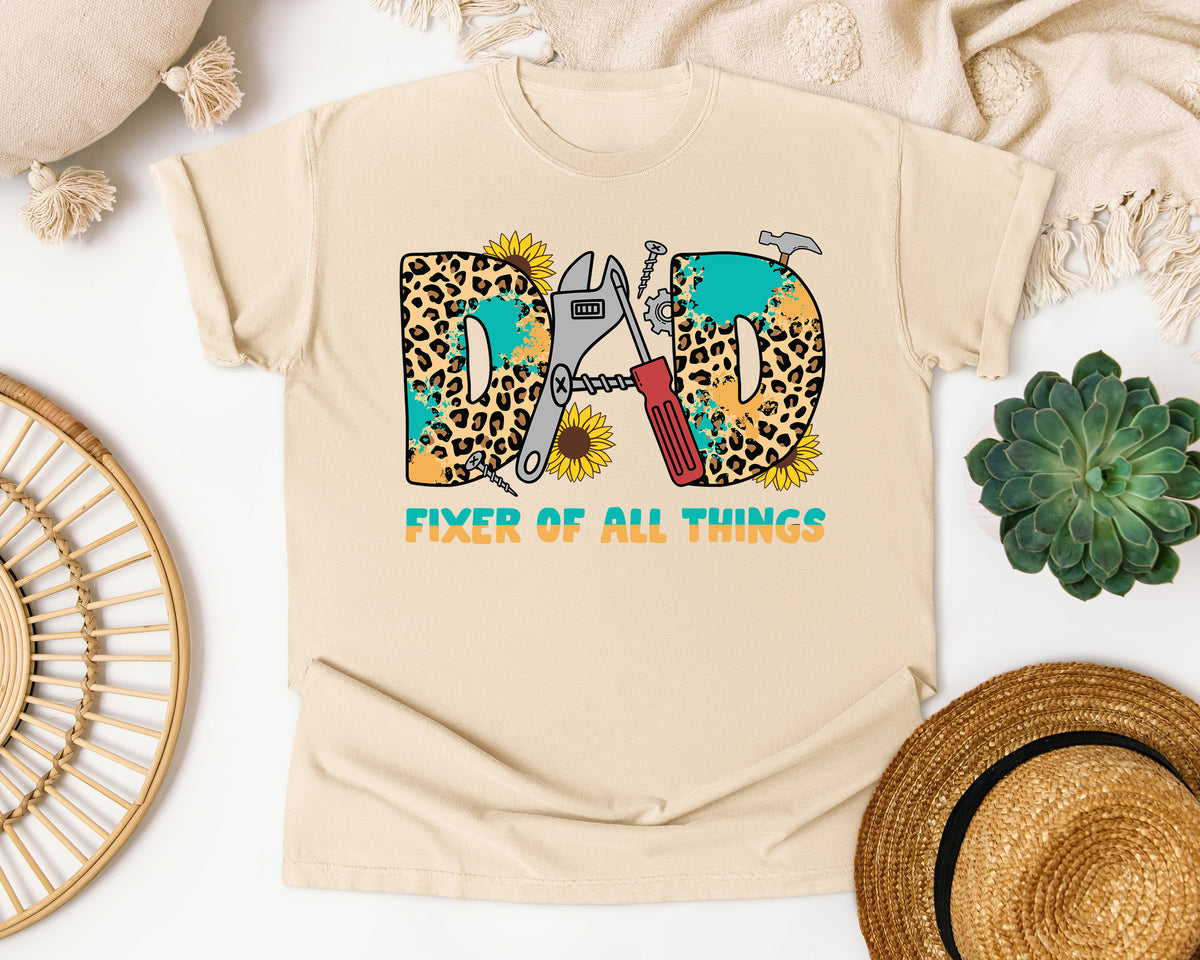 Dad Fixer Of All Things Grey graphic tee in Ivory