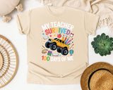 My Teacher Survived 100 Days Of Me Truck graphic tee in Ivory