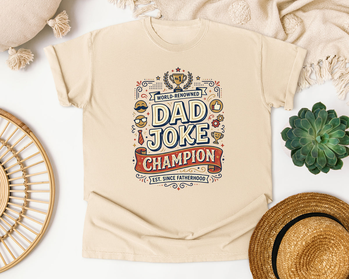 World Renowned Dad Joke Champion graphic tee in Ivory