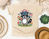 Patriotic Raccoon Hot Dog graphic tee in Ivory