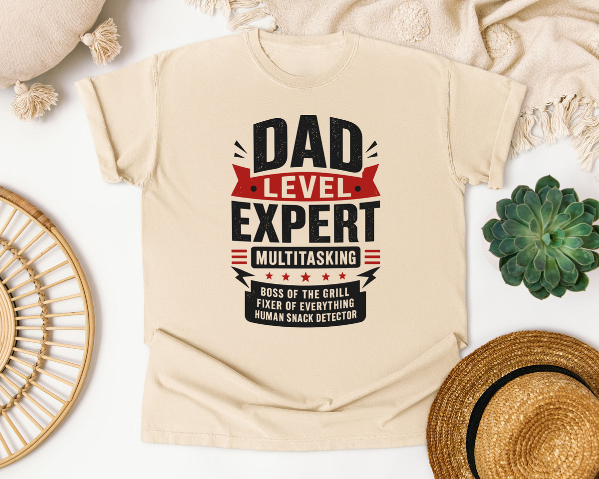 Dad Level Expert Multitasking Black graphic tee in Ivory