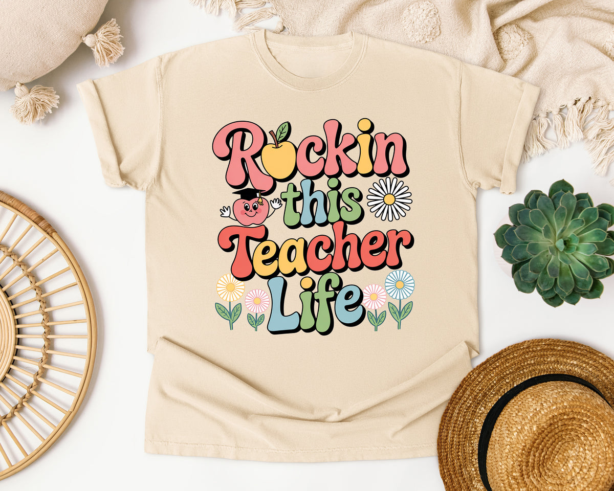 Rockin This Teacher Life Grey graphic tee in Ivory