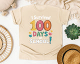 I Survived 100 Days Of School graphic tee in Ivory