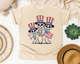 Patriotic Skeleton Trio Grey 2 graphic tee in Ivory