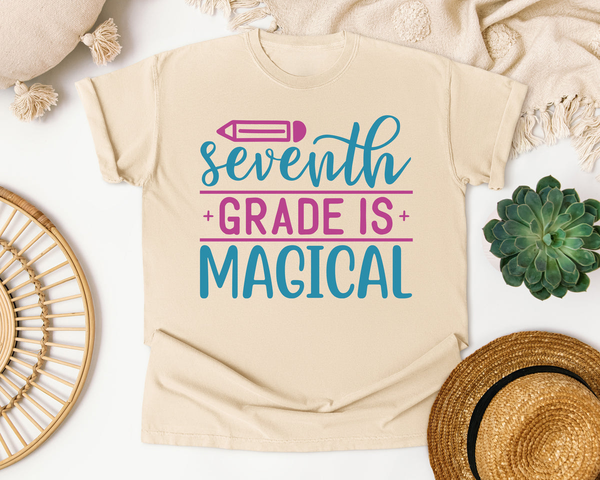 Seventh Grade Is Magical Script graphic tee in Ivory