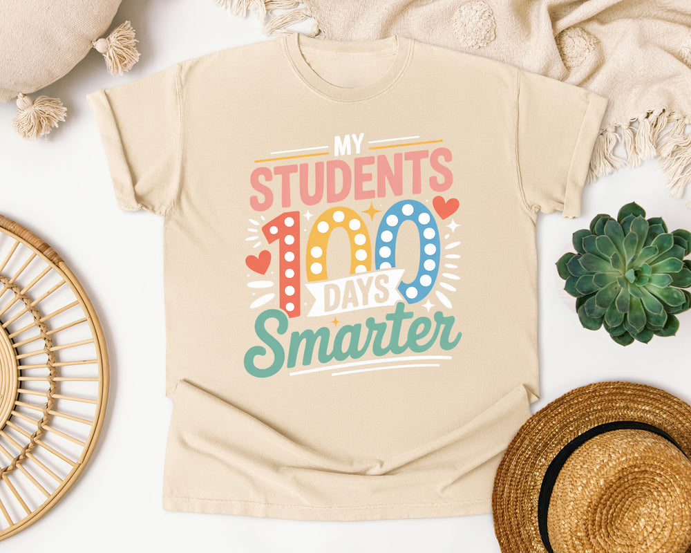 My Students 100 Days Smarter graphic tee in Ivory