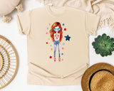 Patriotic Girl With Sunglasses graphic tee in Ivory