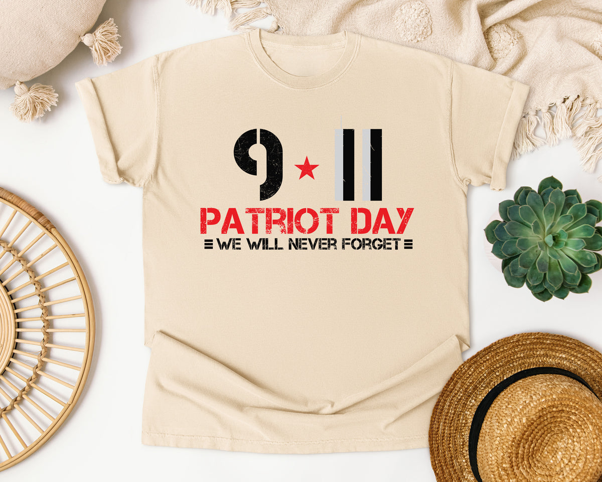 Patriot Day We Will Never Forget Black graphic tee in Ivory