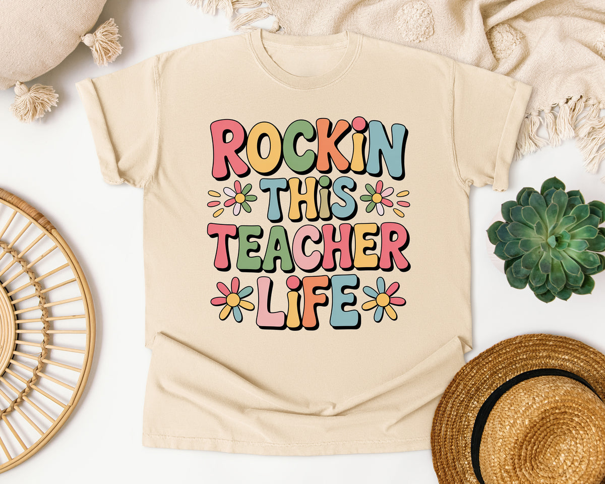 Rockin This Teacher Life Grey 2 3 graphic tee in Ivory