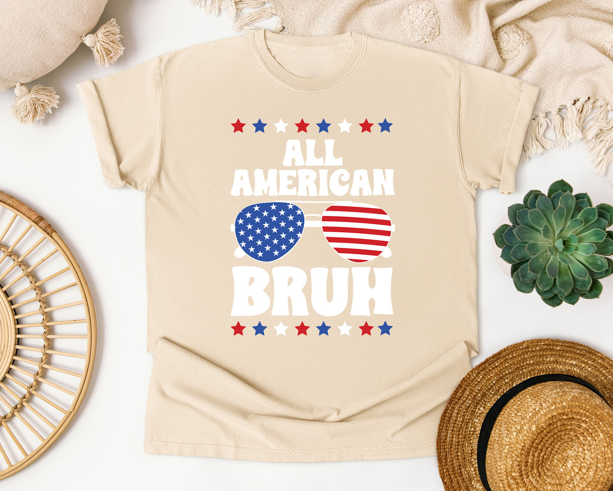 All American Bruh graphic tee in Ivory