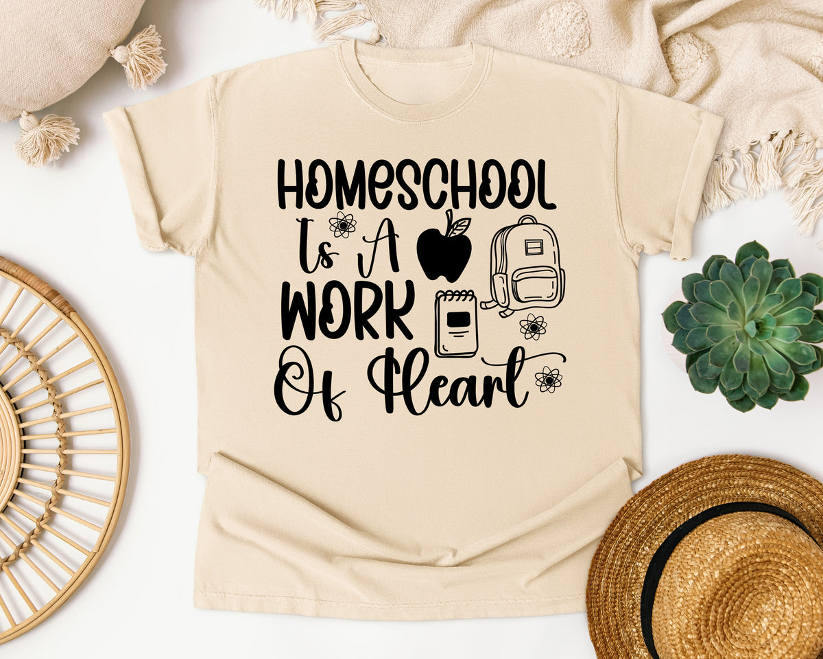 Homeschool Is A Work Of Heart graphic tee in Ivory