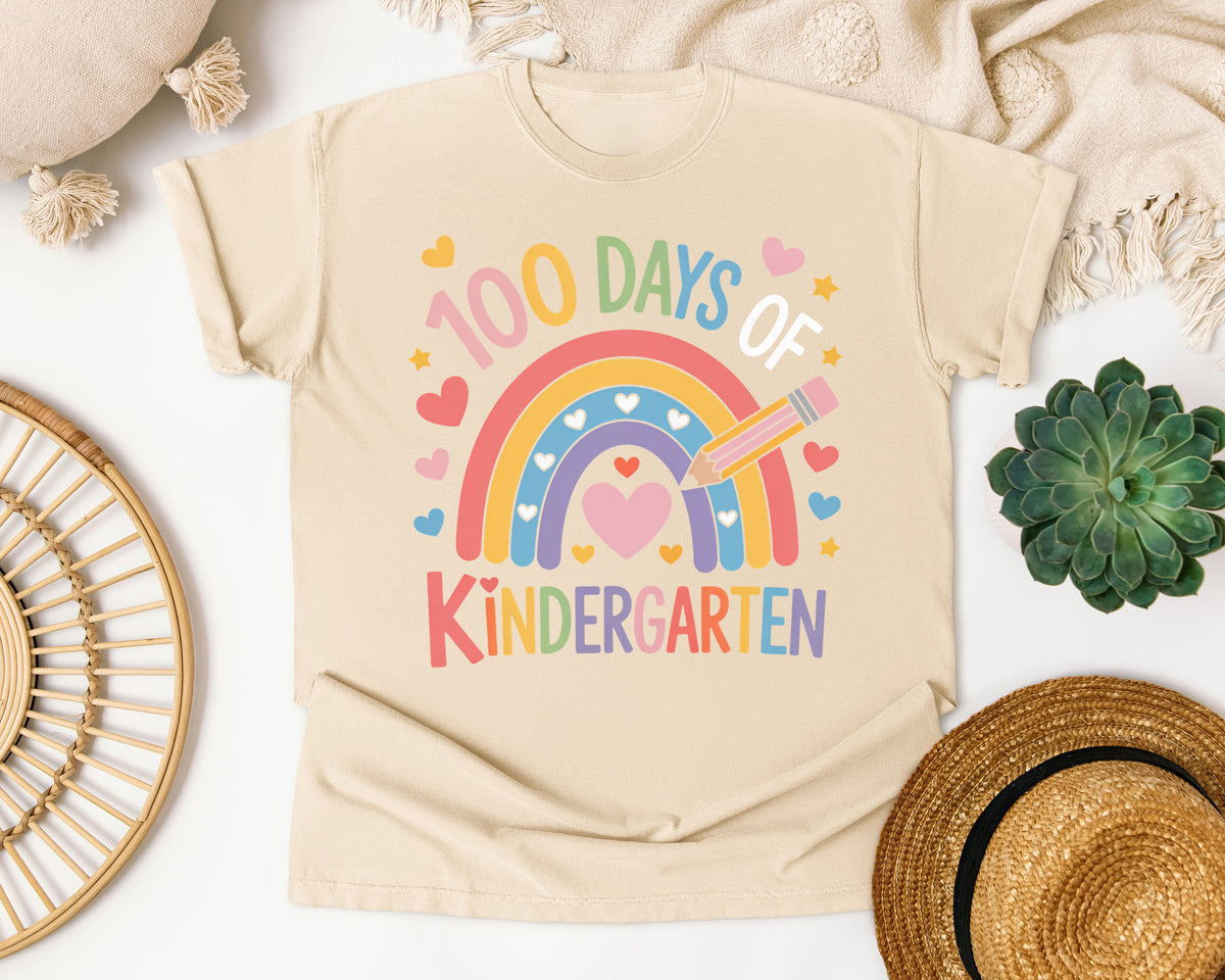 100 Days Of Kindergarten Rainbow graphic tee in Ivory