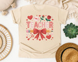 Teacher Hearts And Roses graphic tee in Ivory