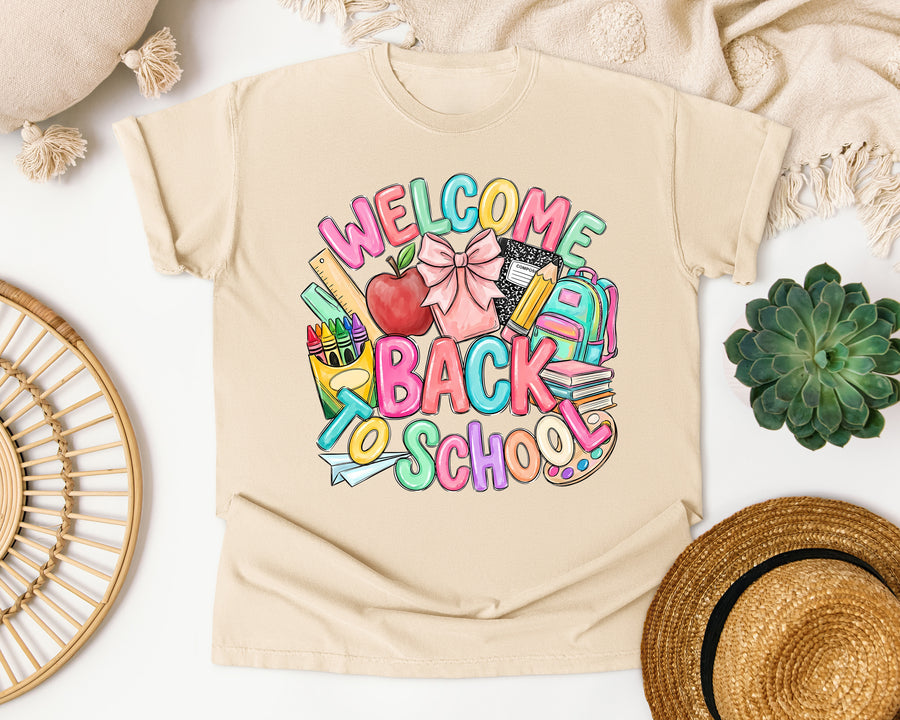 Welcome Back To School Bow graphic tee in Ivory