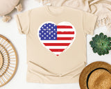 American Flag Heart White graphic tee in Ivory