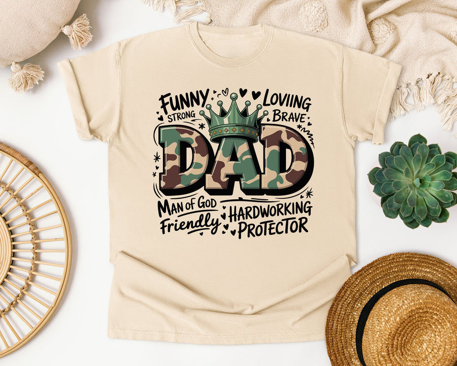 Funny Strong Loving Brave Dad graphic tee in Ivory