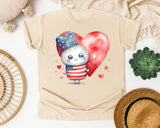 Patriotic Kid With Heart graphic tee in Ivory