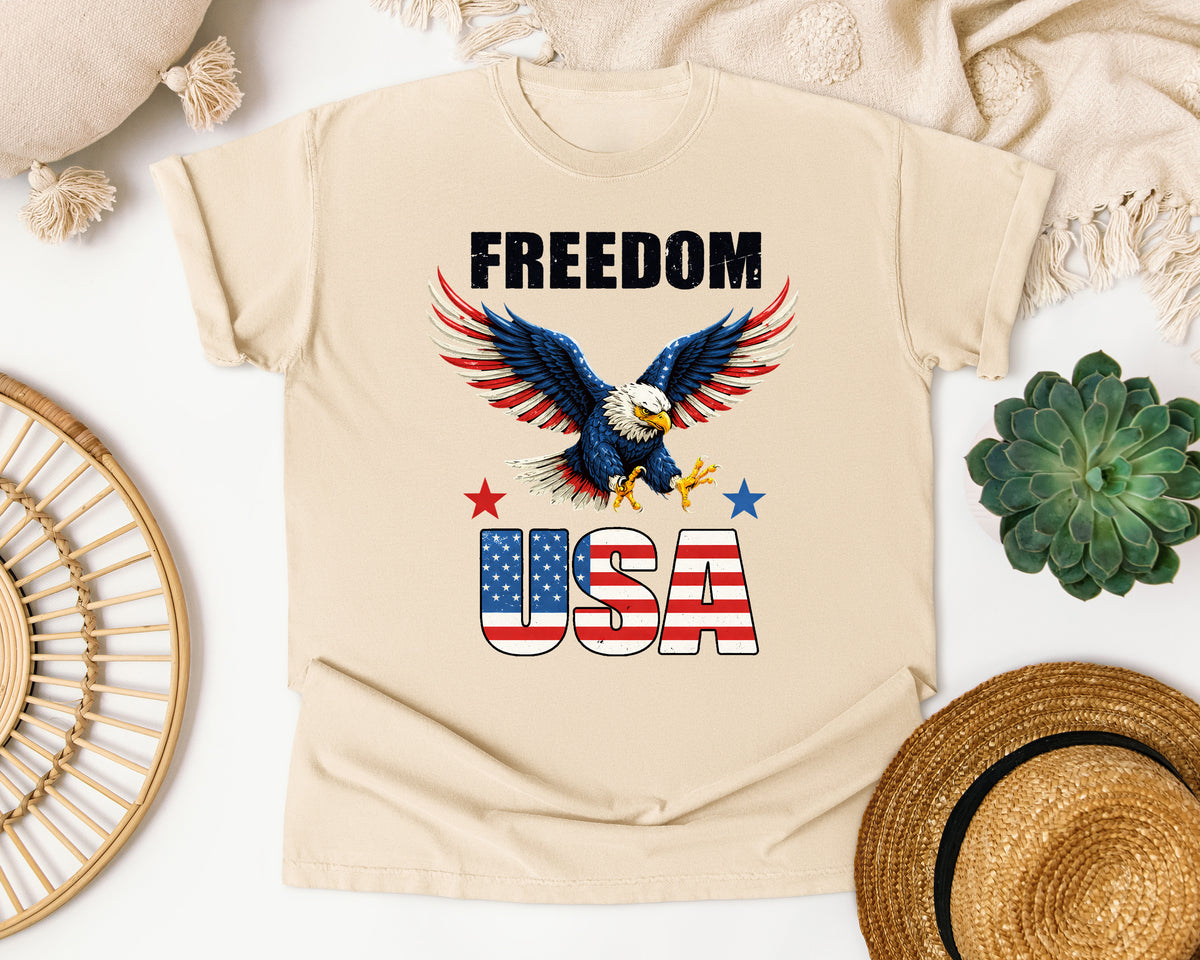 Freedom USA Grey graphic tee in Ivory