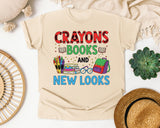Crayons Books And New Looks graphic tee in Ivory