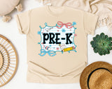 Pre-K Notebook Bow graphic tee in Ivory