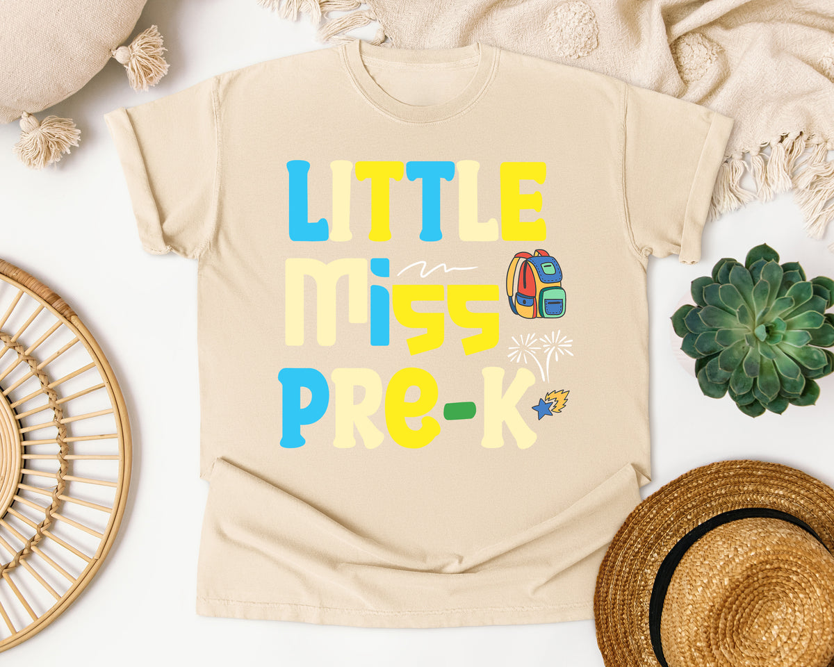 Little Miss Pre-K Bright graphic tee in Ivory