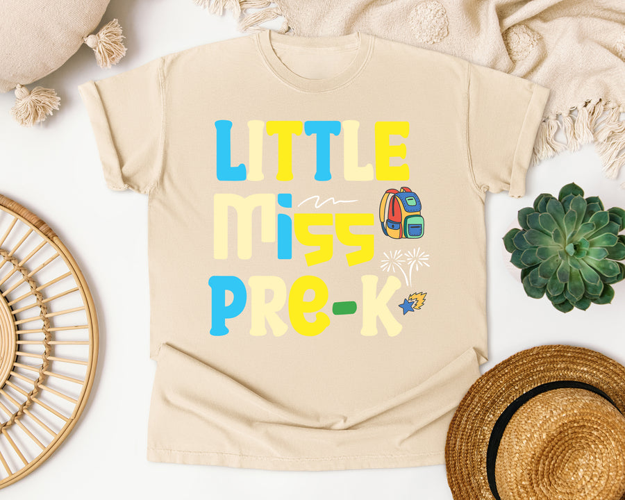 Little Miss Pre-K Bright graphic tee in Ivory