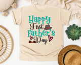 Happy First Father's Day Teal graphic tee in Ivory