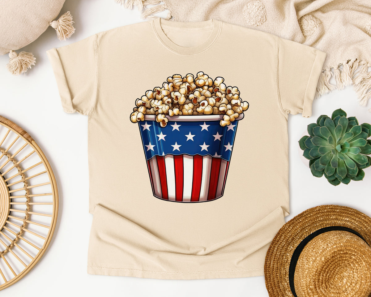 Patriotic Popcorn Bucket graphic tee in Ivory