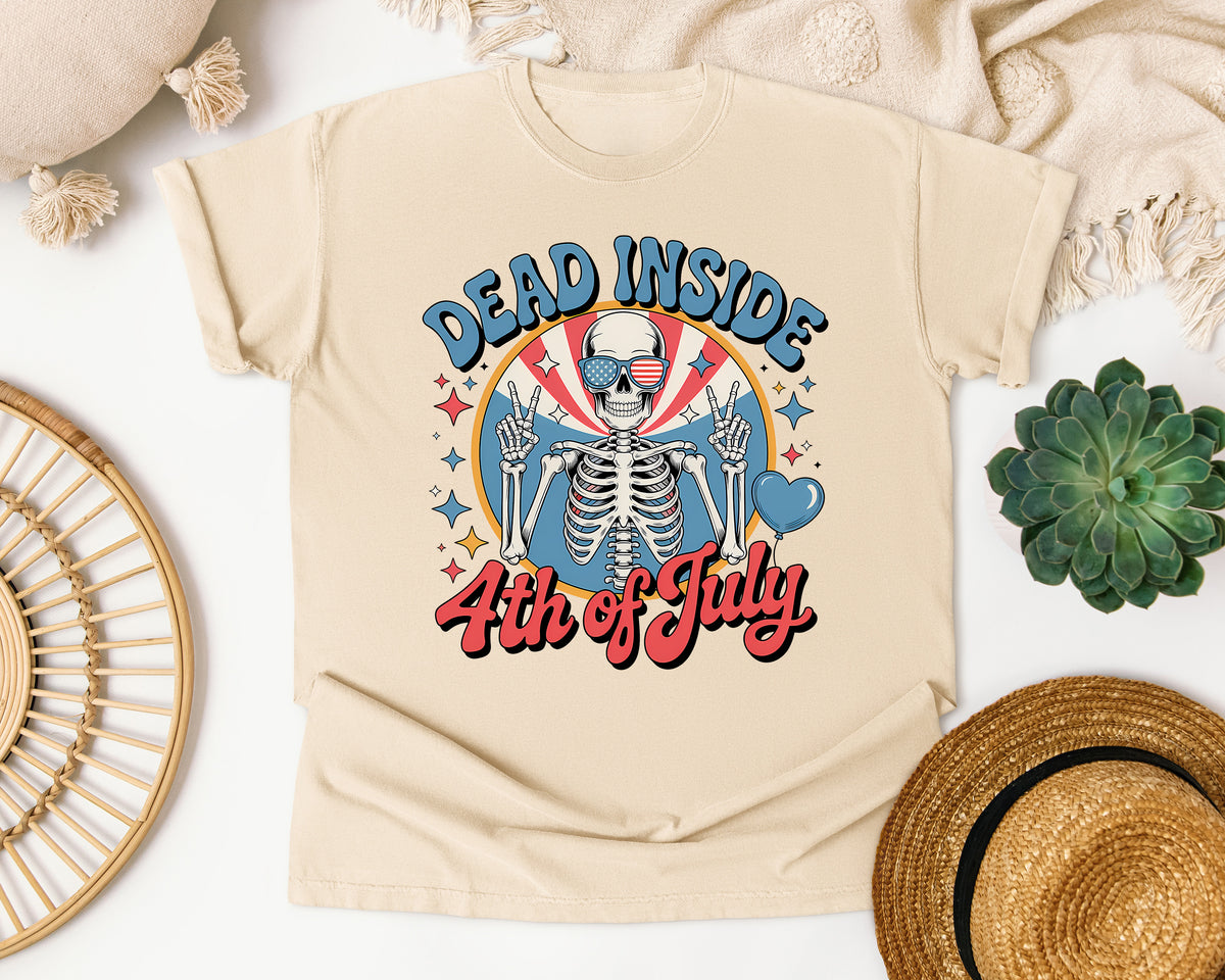 Dead Inside 4th Of July graphic tee in Ivory