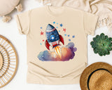 Rocket Launch With Stars graphic tee in Ivory