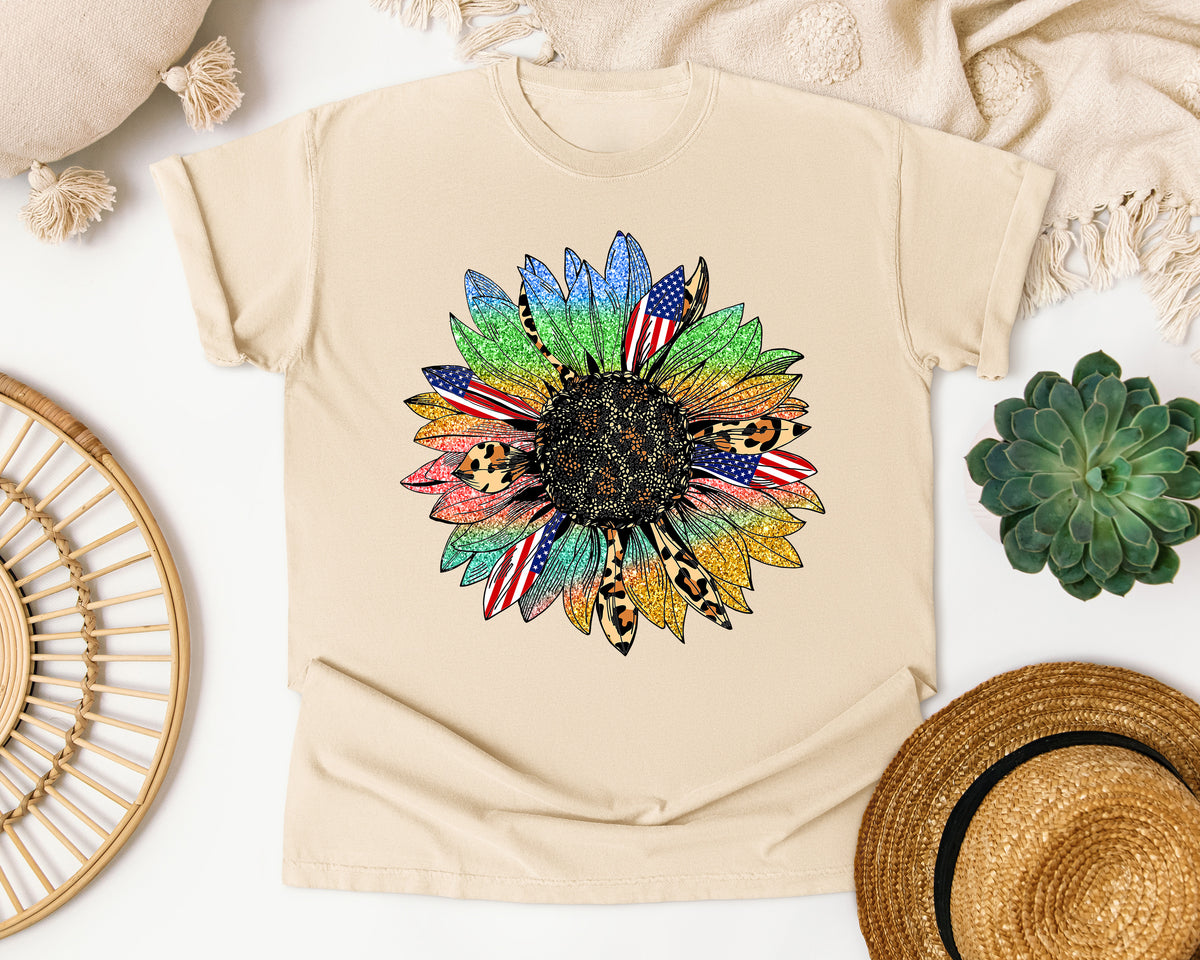 Patriotic Sunflower graphic tee in Ivory