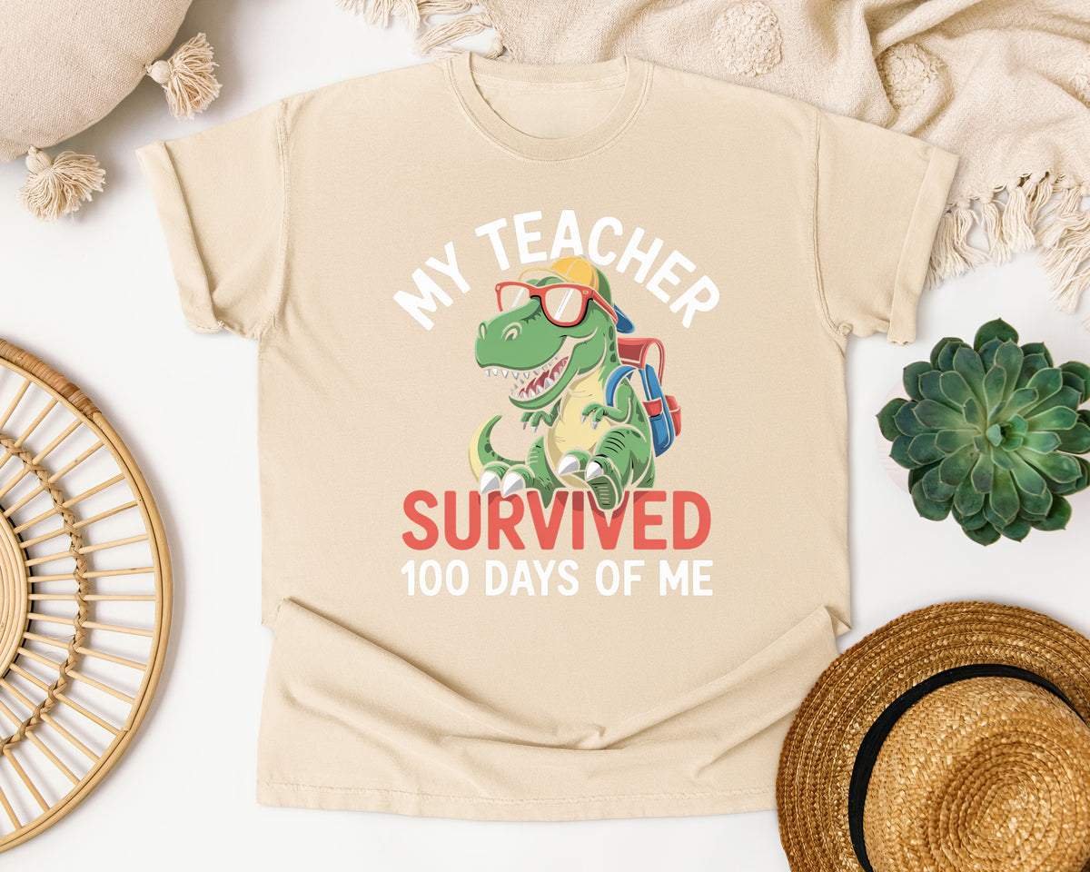 My Teacher Survived 100 Days Of Me graphic tee in Ivory