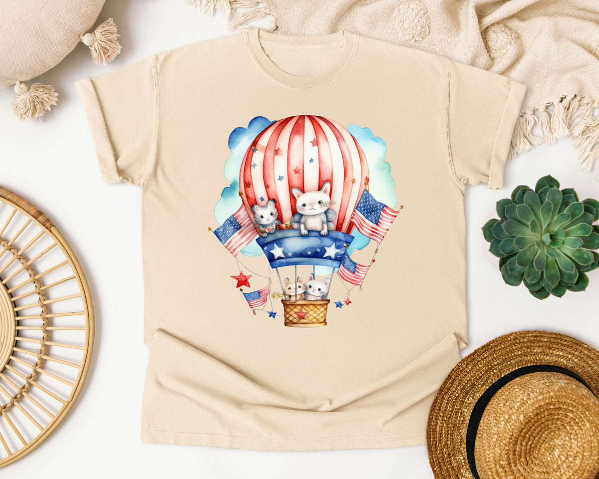 Bunnies In Hot Air Balloon graphic tee in Ivory
