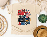 Red White And Boom graphic tee in Ivory