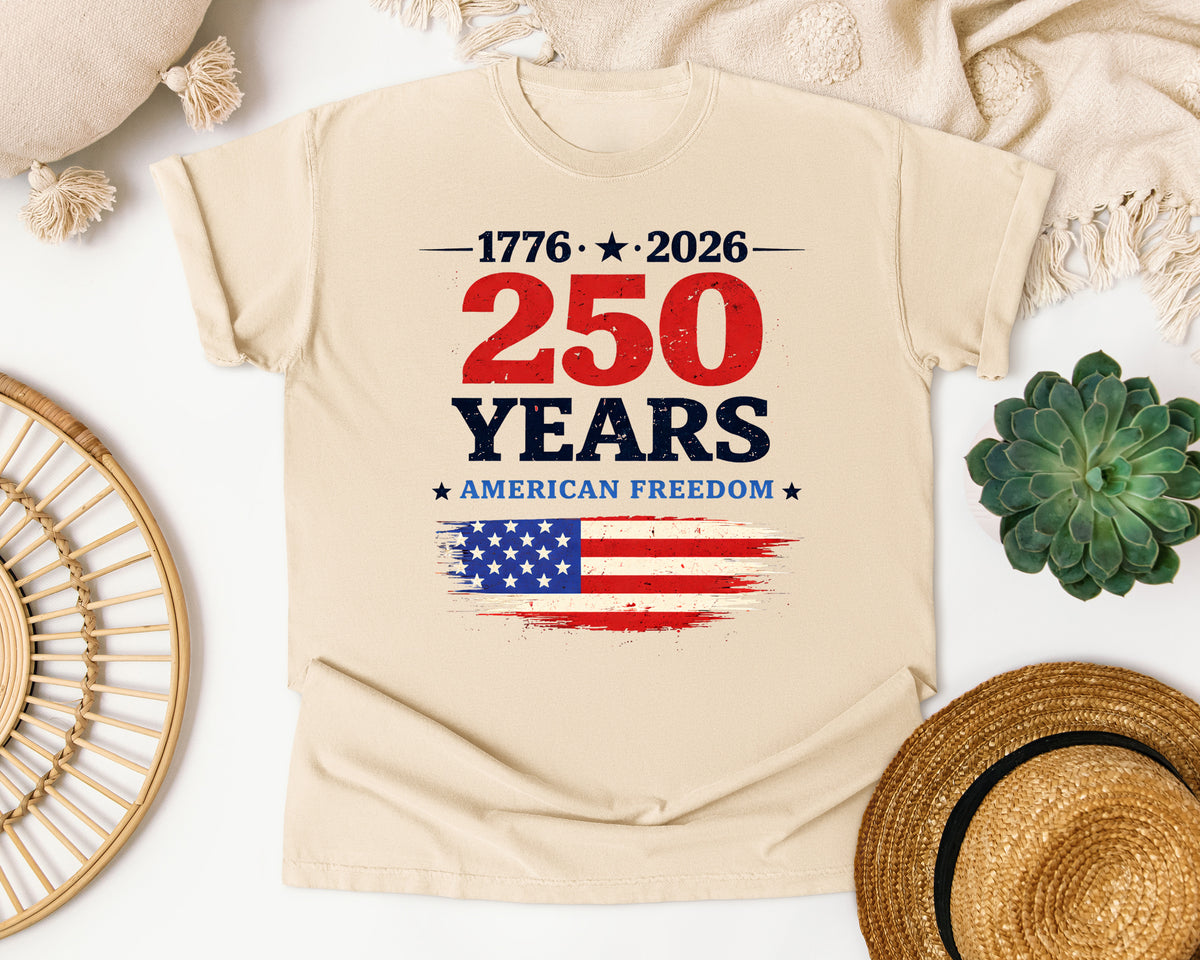 1776 2026 250 Years American Freedom graphic tee in Ivory