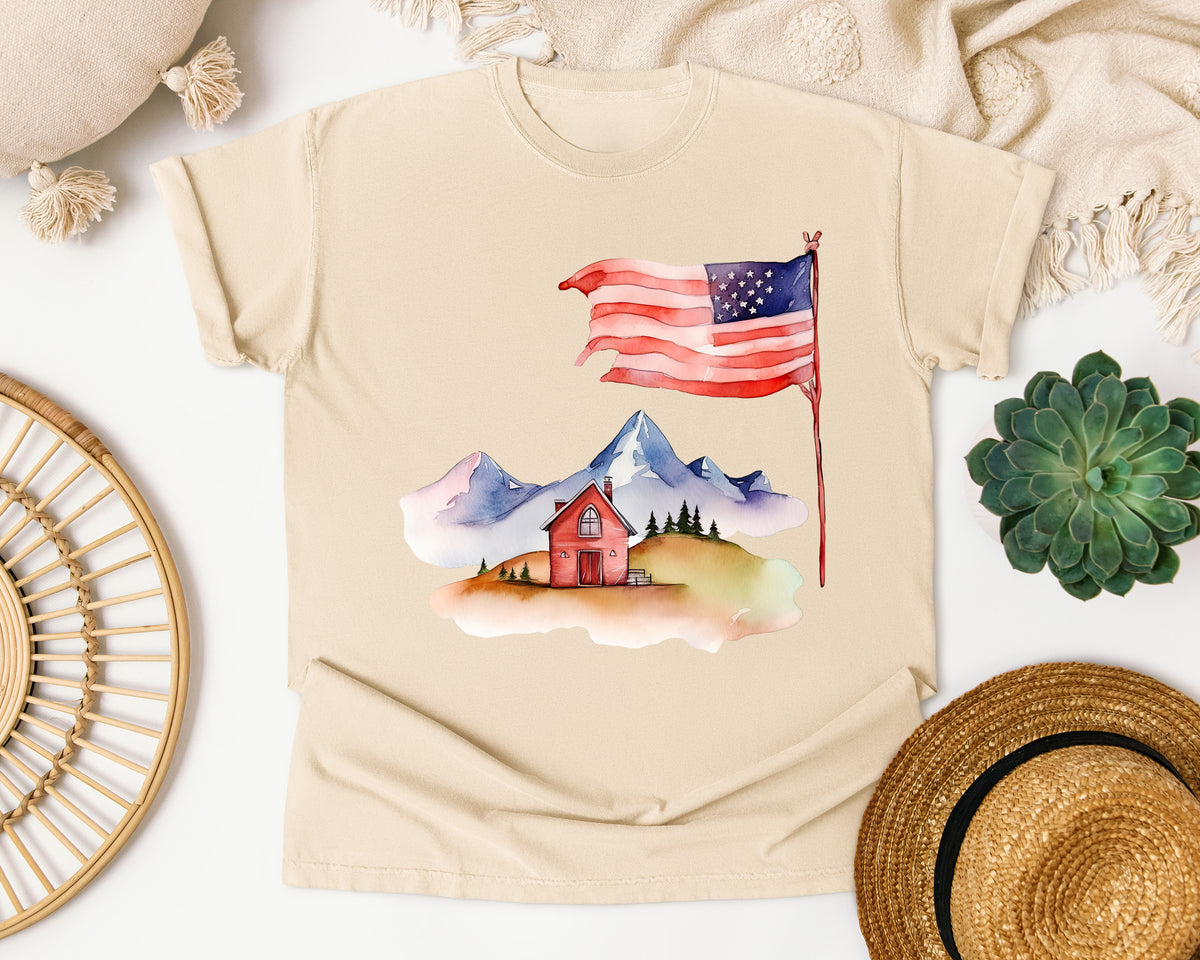 Flag Over Farmhouse graphic tee in Ivory