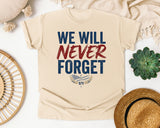 We Will Never Forget Navy graphic tee in Ivory