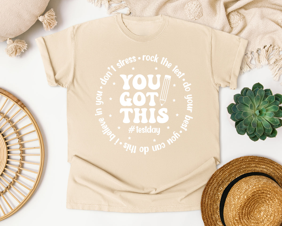 You Got This Test Day White graphic tee in Ivory